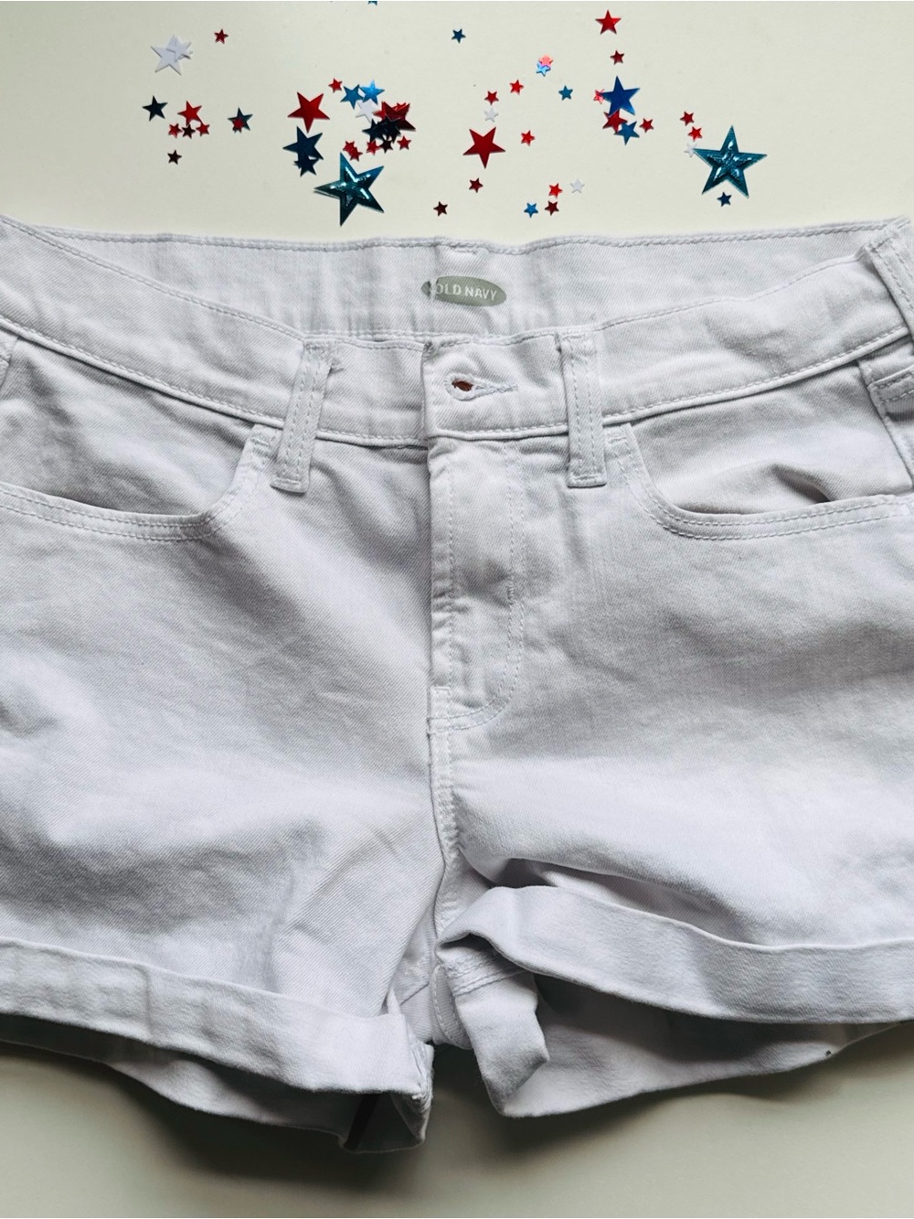 Old Navy White Cuffed Denim Shorts